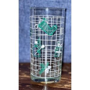 VINTAGE CHRISTMAS DRINKING GLASSES green and white by Nadir in Brazil Set of 6